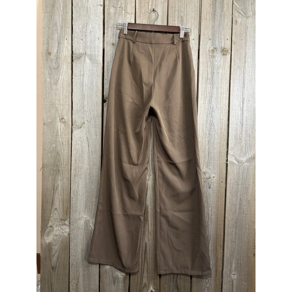 Princess Polly Wide Leg Pants Womens XXS US 2 Brown High Waisted Trouser - Picture 3 of 6